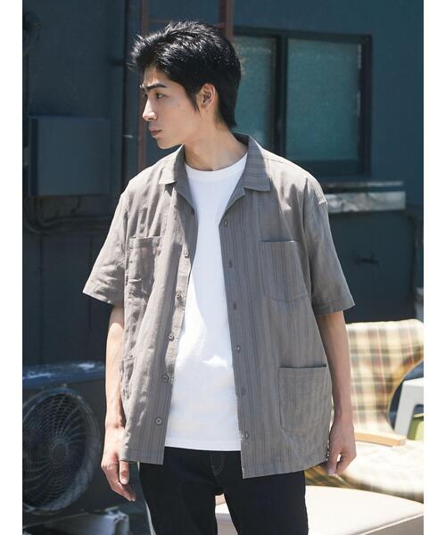 CRAFT STANDARD BOUTIQUE(クラフトスタンダードブティック)の「カラミ半袖オープンカラーシャツ *(シャツ/ブラウス・メンズ・ブラウン/グレー・M/L)」の4枚目の写真