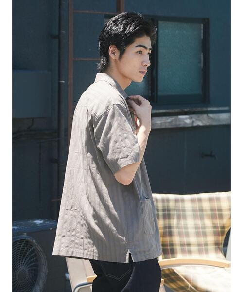 CRAFT STANDARD BOUTIQUE(クラフトスタンダードブティック)の「カラミ半袖オープンカラーシャツ *(シャツ/ブラウス・メンズ・ブラウン/グレー・M/L)」の6枚目の写真