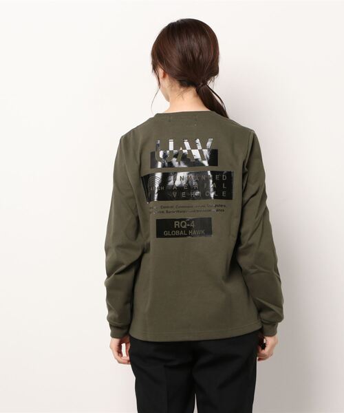 AVIREX（アヴィレックス）の「【AVIREX FLYER'S】フライヤーズティーシャツ UAV/ LS FLYER'S T-SHIRT UAV（Tシャツ/カットソー・レディース・オフホワイト/オリーブ・FREE）」の4枚目の写真