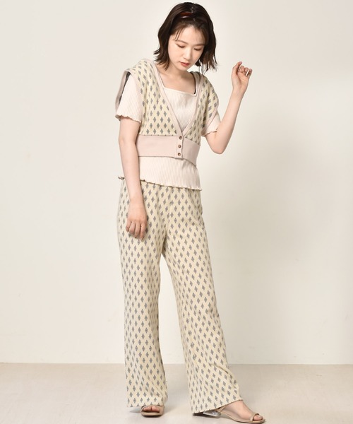 RETRO GIRL（レトロガール）の「ジャガード柄パンツ（その他パンツ・レディース・ブラック/ダークブラウン/ベージュ/アイボリー・FREE）」の8枚目の写真