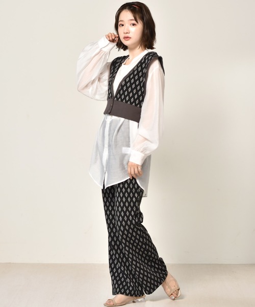 RETRO GIRL（レトロガール）の「ジャガード柄パンツ（その他パンツ・レディース・ブラック/ダークブラウン/ベージュ/アイボリー・FREE）」の10枚目の写真