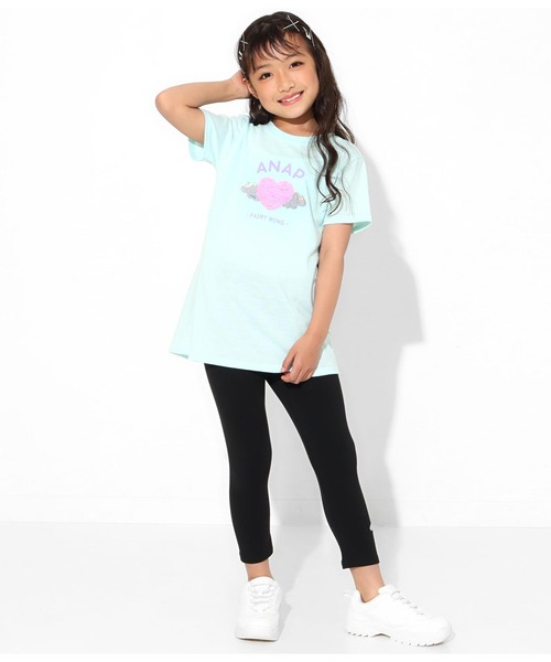 ANAP kids(アナップキッズ)の「羽ハートスパンコールチュニック(Tシャツ/カットソー・キッズ・ラベンダー/オフホワイト/サックスブルー・L/S/M)」の8枚目の写真