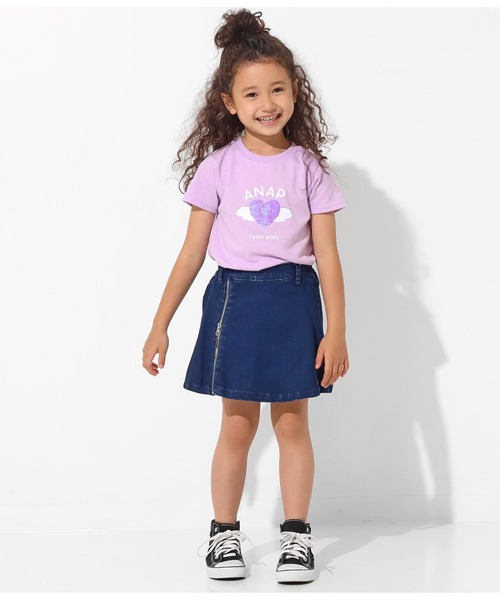 ANAP kids(アナップキッズ)の「羽ハートスパンコールチュニック(Tシャツ/カットソー・キッズ・ラベンダー/オフホワイト/サックスブルー・L/S/M)」の21枚目の写真