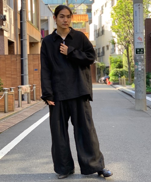 SHINYAKOZUKA(シンヤコヅカ)の「SHINYA KOZUKA /シンヤ コヅカ/HIS WORK SHIRT Ware-mo-kou (linen)/別注リネンワークシャツ(シャツ/ブラウス・メンズ・ブラック・MEDIUM)」の9枚目の写真