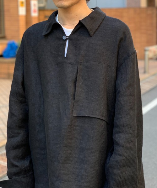 SHINYAKOZUKA(シンヤコヅカ)の「SHINYA KOZUKA /シンヤ コヅカ/HIS WORK SHIRT Ware-mo-kou (linen)/別注リネンワークシャツ(シャツ/ブラウス・メンズ・ブラック・MEDIUM)」の5枚目の写真