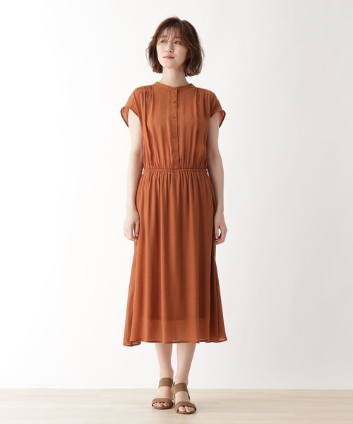 DRESKIP(ドレスキップ)の「◆バンドカラーフレアーワンピース(ワンピース・レディース・グレー系その他/カーキ/ダークオレンジ・02/03/04)」の8枚目の写真