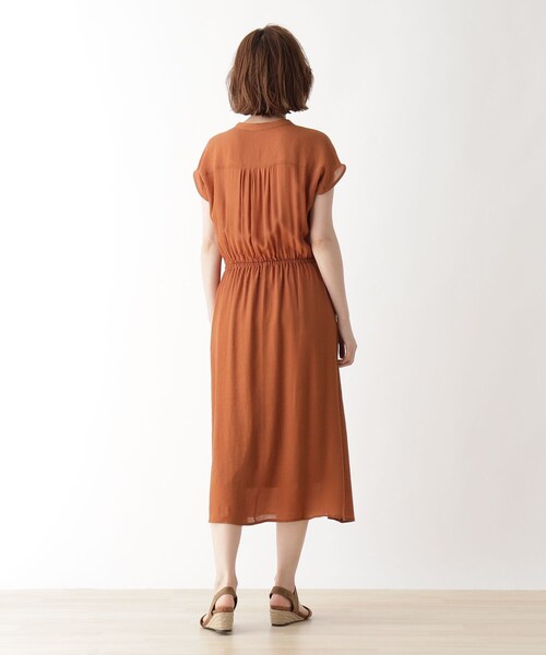 DRESKIP(ドレスキップ)の「◆バンドカラーフレアーワンピース(ワンピース・レディース・グレー系その他/カーキ/ダークオレンジ・02/03/04)」の7枚目の写真