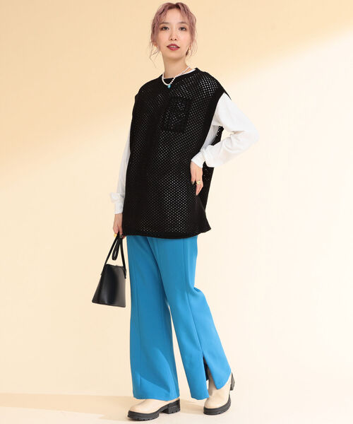 Ray BEAMS（レイビームス）の「Ray BEAMS / メッシュ バックリボン ベスト（ベスト・レディース・ライトブルー/ブラック・ONE SIZE）」の5枚目の写真