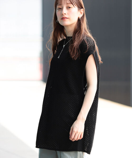 Ray BEAMS（レイビームス）の「Ray BEAMS / メッシュ バックリボン ベスト（ベスト・レディース・ライトブルー/ブラック・ONE SIZE）」の8枚目の写真