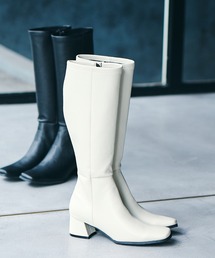 スクエアトゥストレッチロングブーツ