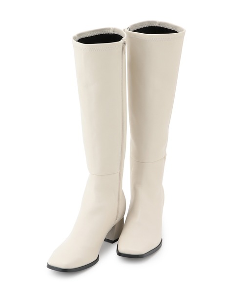 Juze（ジュゼ）の「スクエアトゥストレッチロングブーツ（ブーツ・レディース・ブラック/ホワイト系その他・L/M/S）」の17枚目の写真