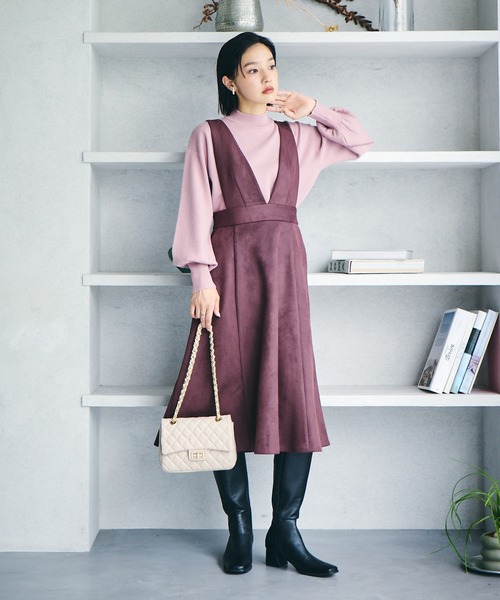 Juze（ジュゼ）の「スクエアトゥストレッチロングブーツ（ブーツ・レディース・ブラック/ホワイト系その他・L/M/S）」の9枚目の写真