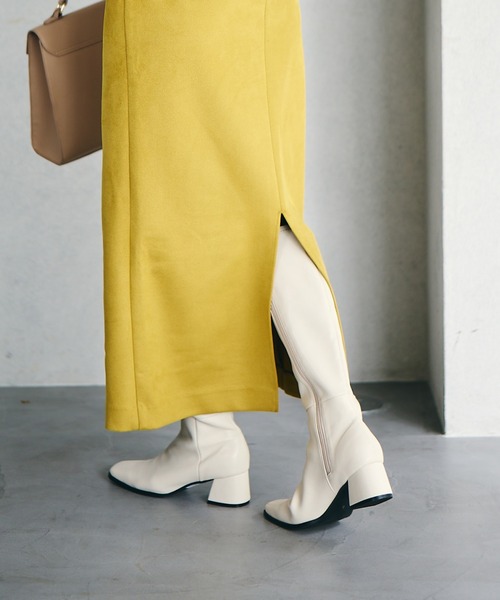 Juze（ジュゼ）の「スクエアトゥストレッチロングブーツ（ブーツ・レディース・ブラック/ホワイト系その他・L/M/S）」の8枚目の写真