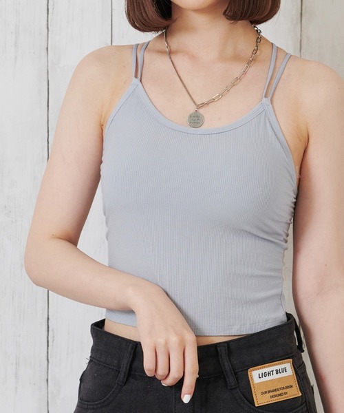 Anuenue（アヌエヌエ）の「インナーレス ブラカップ付きバッククロスキャミソール（キャミソール・レディース・ホワイト/ブラック/ネイビー/ブラウン/グレー/レッド/ピンク/イエロー/オレンジ/ライトベージュ・FREE）」の4枚目の写真