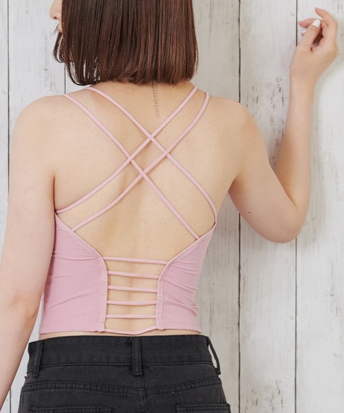 Anuenue（アヌエヌエ）の「インナーレス ブラカップ付きバッククロスキャミソール（キャミソール・レディース・ホワイト/ブラック/ネイビー/ブラウン/グレー/レッド/ピンク/イエロー/オレンジ/ライトベージュ・FREE）」の9枚目の写真