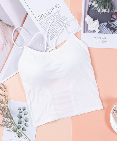 Anuenue（アヌエヌエ）の「インナーレス ブラカップ付きバッククロスキャミソール（キャミソール・レディース・ホワイト/ブラック/ネイビー/ブラウン/グレー/レッド/ピンク/イエロー/オレンジ/ライトベージュ・FREE）」の11枚目の写真