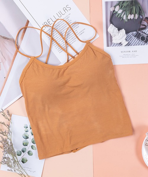 Anuenue（アヌエヌエ）の「インナーレス ブラカップ付きバッククロスキャミソール（キャミソール・レディース・ホワイト/ブラック/ネイビー/ブラウン/グレー/レッド/ピンク/イエロー/オレンジ/ライトベージュ・FREE）」の15枚目の写真