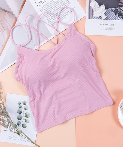 Anuenue（アヌエヌエ）の「インナーレス ブラカップ付きバッククロスキャミソール（キャミソール・レディース・ホワイト/ブラック/ネイビー/ブラウン/グレー/レッド/ピンク/イエロー/オレンジ/ライトベージュ・FREE）」の14枚目の写真