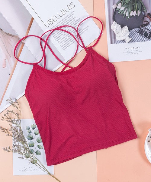 Anuenue（アヌエヌエ）の「インナーレス ブラカップ付きバッククロスキャミソール（キャミソール・レディース・ホワイト/ブラック/ネイビー/ブラウン/グレー/レッド/ピンク/イエロー/オレンジ/ライトベージュ・FREE）」の12枚目の写真