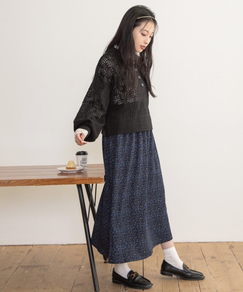 Mysa&Liina(ミーサリーナ)の「レトロフラワースカート(スカート・レディース・ブラック/ベージュ・M)」の10枚目の写真
