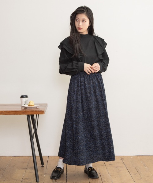 Mysa&Liina(ミーサリーナ)の「レトロフラワースカート(スカート・レディース・ブラック/ベージュ・M)」の11枚目の写真