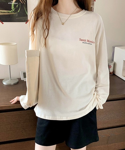 Bifrost(ビフレスト)の「ロゴBIGシルエットカットソー(Tシャツ/カットソー・レディース・ホワイト/ブルー/ベージュ・M/L)」の1枚目の写真
