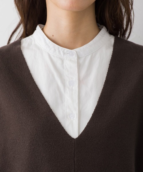 Pierrot（ピエロ）の「ミラノリブVネックニットベスト（ベスト・レディース・アイボリー/ブラック/ダークブラウン・M/L）」の17枚目の写真