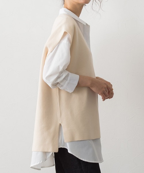 Pierrot（ピエロ）の「ミラノリブVネックニットベスト（ベスト・レディース・アイボリー/ブラック/ダークブラウン・M/L）」の22枚目の写真