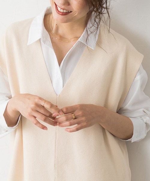 Pierrot（ピエロ）の「ミラノリブVネックニットベスト（ベスト・レディース・アイボリー/ブラック/ダークブラウン・M/L）」の11枚目の写真