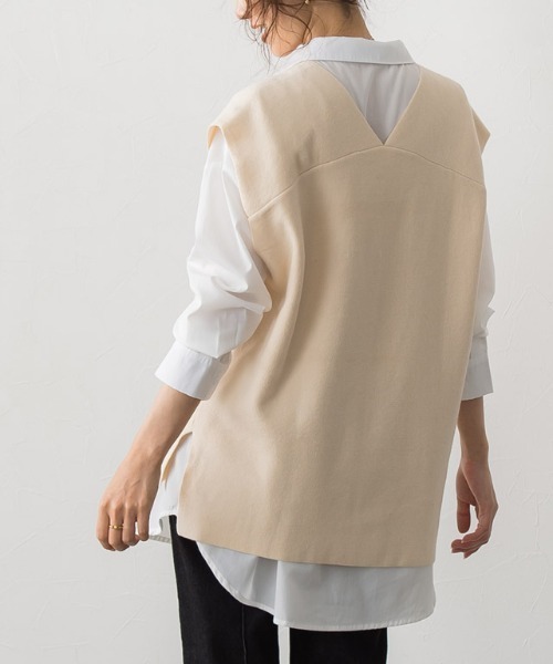 Pierrot（ピエロ）の「ミラノリブVネックニットベスト（ベスト・レディース・アイボリー/ブラック/ダークブラウン・M/L）」の13枚目の写真