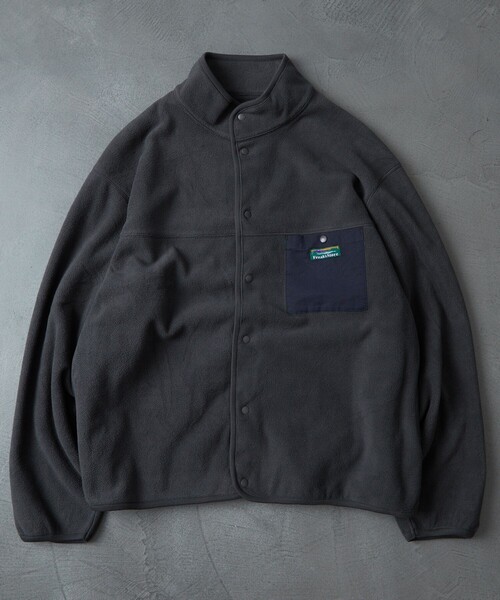 FREAK'S STORE(フリークスストア)の「WEB限定 ビッグシルエット フリース スナップカーディガン/フリースジャケット/フリースブルゾン(ブルゾン・メンズ・ブラック/グレー/ブラウン/オリーブ/ブルー・SMALL/MEDIUM/LARGE)」の15枚目の写真