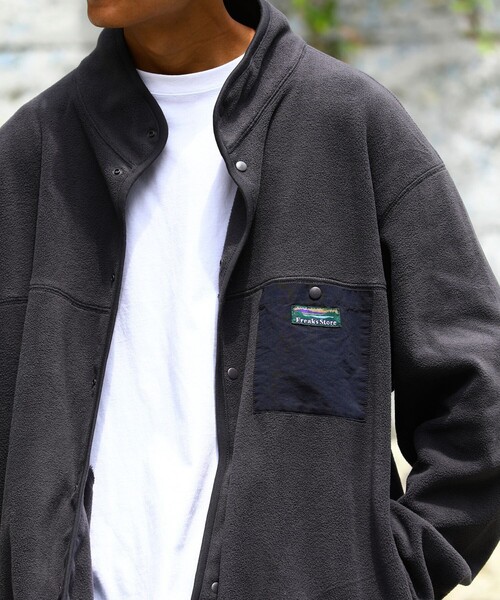 FREAK'S STORE(フリークスストア)の「WEB限定 ビッグシルエット フリース スナップカーディガン/フリースジャケット/フリースブルゾン(ブルゾン・メンズ・ブラック/グレー/ブラウン/オリーブ/ブルー・SMALL/MEDIUM/LARGE)」の13枚目の写真