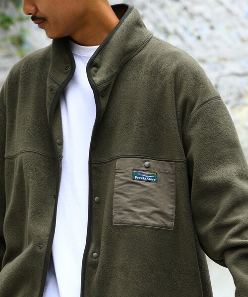 FREAK'S STORE(フリークスストア)の「WEB限定 ビッグシルエット フリース スナップカーディガン/フリースジャケット/フリースブルゾン(ブルゾン・メンズ・ブラック/グレー/ブラウン/オリーブ/ブルー・SMALL/MEDIUM/LARGE)」の8枚目の写真