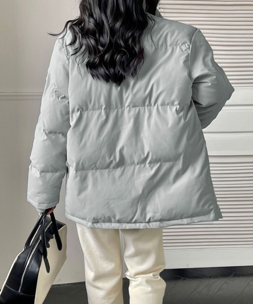 emi+（エミプラス）の「中綿ジャケットコート（ダウンジャケット/コート・レディース・ホワイト/ブラック/ライトブラウン/ダークブラウン/グレー/キャメル/ネイビー/カーキ/ベージュ/ブラウン・FREE）」の13枚目の写真