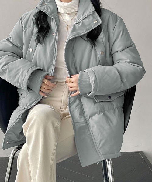 emi+（エミプラス）の「中綿ジャケットコート（ダウンジャケット/コート・レディース・ホワイト/ブラック/ライトブラウン/ダークブラウン/グレー/キャメル/ネイビー/カーキ/ベージュ/ブラウン・FREE）」の14枚目の写真