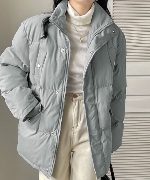 emi+（エミプラス）の「中綿ジャケットコート（ダウンジャケット/コート・レディース・ホワイト/ブラック/ライトブラウン/ダークブラウン/グレー/キャメル/ネイビー/カーキ/ベージュ/ブラウン・FREE）」の15枚目の写真