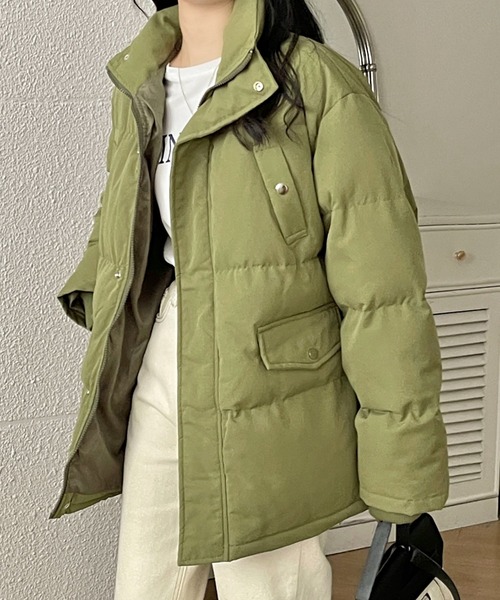 emi+（エミプラス）の「中綿ジャケットコート（ダウンジャケット/コート・レディース・ホワイト/ブラック/ライトブラウン/ダークブラウン/グレー/キャメル/ネイビー/カーキ/ベージュ/ブラウン・FREE）」の17枚目の写真