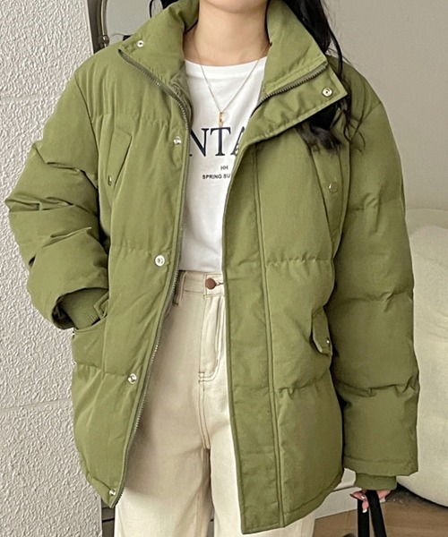 emi+（エミプラス）の「中綿ジャケットコート（ダウンジャケット/コート・レディース・ホワイト/ブラック/ライトブラウン/ダークブラウン/グレー/キャメル/ネイビー/カーキ/ベージュ/ブラウン・FREE）」の18枚目の写真