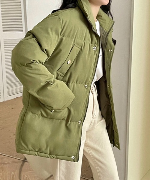 emi+（エミプラス）の「中綿ジャケットコート（ダウンジャケット/コート・レディース・ホワイト/ブラック/ライトブラウン/ダークブラウン/グレー/キャメル/ネイビー/カーキ/ベージュ/ブラウン・FREE）」の19枚目の写真