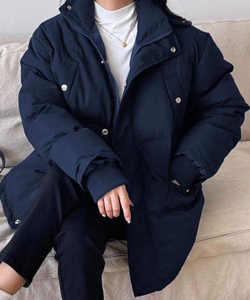 emi+（エミプラス）の「中綿ジャケットコート（ダウンジャケット/コート・レディース・ホワイト/ブラック/ライトブラウン/ダークブラウン/グレー/キャメル/ネイビー/カーキ/ベージュ/ブラウン・FREE）」の20枚目の写真