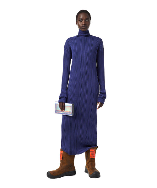 DIESEL（ディーゼル）の「レディース タートルネック ニット リブニット ドロップショルダー マキシ丈（ワンピース・レディース・グレー/パープル/グリーン・X-SMALL/MEDIUM/SMALL/LARGE）」の3枚目の写真