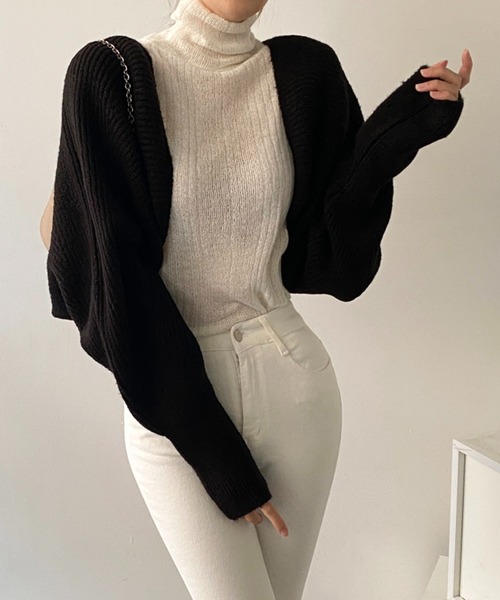 me+em select(ミームセレクト)の「※※【韓国製】バックリボンショートドルマンニットカーデ(選べる2素材)《 大好評につきNEWカラー追加! 》(カーディガン/ボレロ・レディース・ブラック/ベージュ/ピンク/イエロー/ブルー/ダークブラック/ダークベージュ/ダークブルー/ダークパープル/ダークオレンジ/アイボリー/グリーン系その他・FREE)」の17枚目の写真