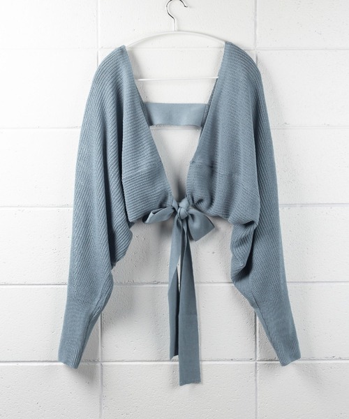 me+em select(ミームセレクト)の「※※【韓国製】バックリボンショートドルマンニットカーデ(選べる2素材)《 大好評につきNEWカラー追加! 》(カーディガン/ボレロ・レディース・ブラック/ベージュ/ピンク/イエロー/ブルー/ダークブラック/ダークベージュ/ダークブルー/ダークパープル/ダークオレンジ/アイボリー/グリーン系その他・FREE)」の18枚目の写真