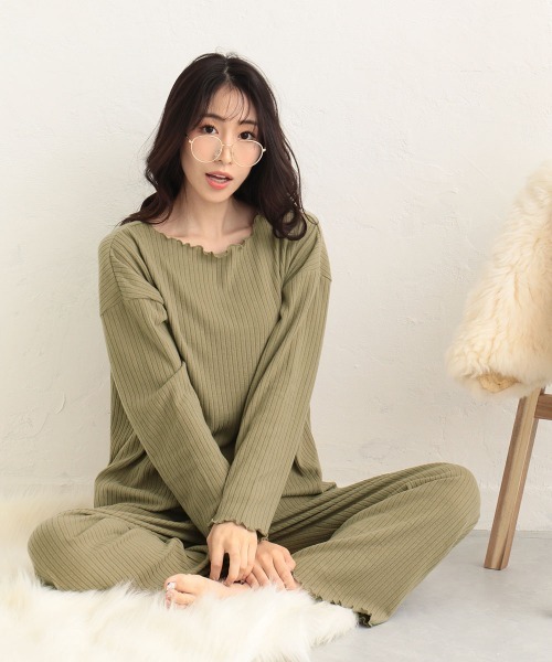 Aimerfeel エメフィール の 販売終了 プライスダウン リブメロウ 上下セット ルームウェア パジャマ Wear