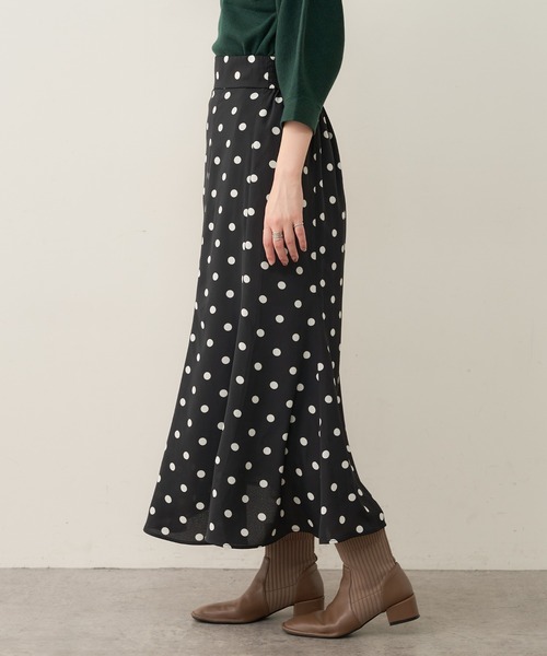 natural couture（ナチュラルクチュール）の「【WEB限定】osono長さ変えれるレトロドットスカート（スカート・レディース・ブラウン/ブラック・FREE）」の10枚目の写真