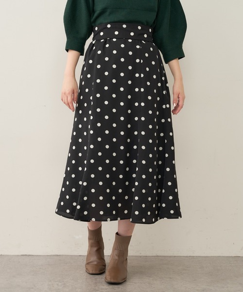 natural couture（ナチュラルクチュール）の「【WEB限定】osono長さ変えれるレトロドットスカート（スカート・レディース・ブラウン/ブラック・FREE）」の3枚目の写真