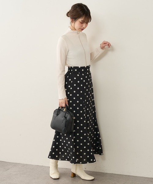 natural couture（ナチュラルクチュール）の「【WEB限定】osono長さ変えれるレトロドットスカート（スカート・レディース・ブラウン/ブラック・FREE）」の14枚目の写真