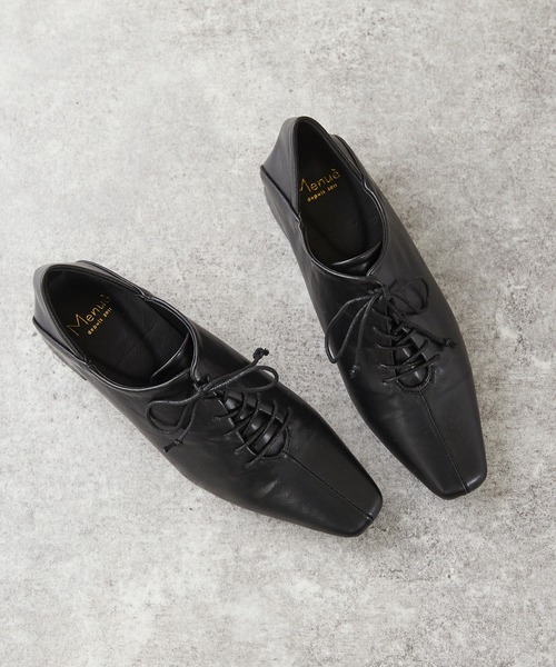 menue(メヌエ)の「スクエアトゥレースアップバブーシュ(ドレスシューズ・レディース・ブラック/ベージュ/アイボリー・LL/3L/S/M/L/XS)」の14枚目の写真