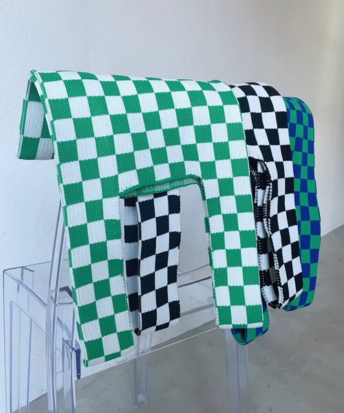 SHAGGIE（シャギー）の「ニットチェッカートートバッグ（トートバッグ・レディース・ブラック/ブルー/グリーン・FREE）」の8枚目の写真