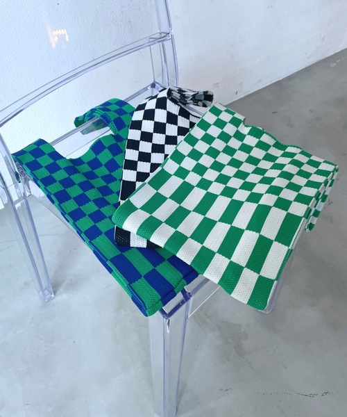 SHAGGIE（シャギー）の「ニットチェッカートートバッグ（トートバッグ・レディース・ブラック/ブルー/グリーン・FREE）」の16枚目の写真